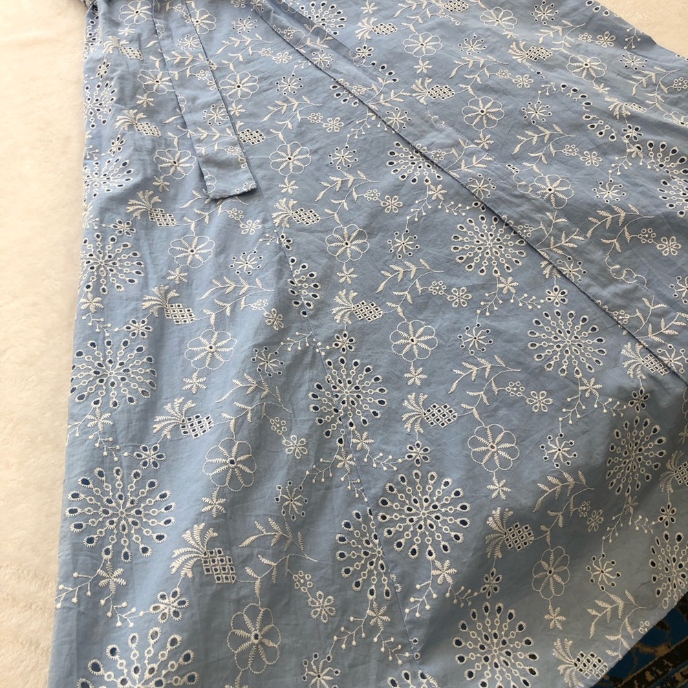 Ann Taylor Light Blue Floral Embroidered Midi Dress - Picture 10 of 12